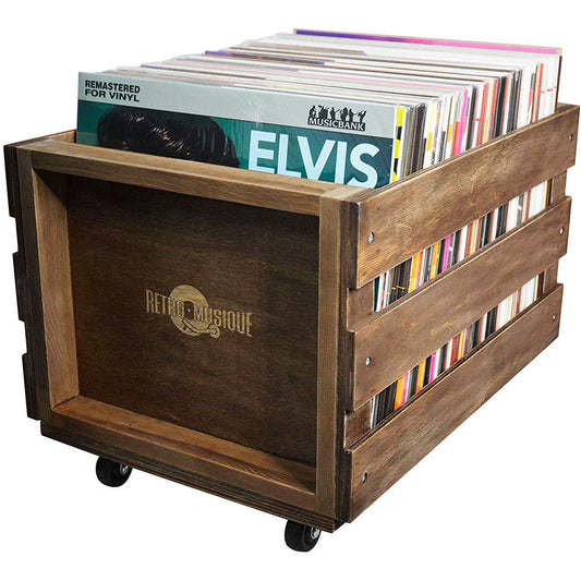 Wooden LP Storage Crate With Wheels [Accessories]