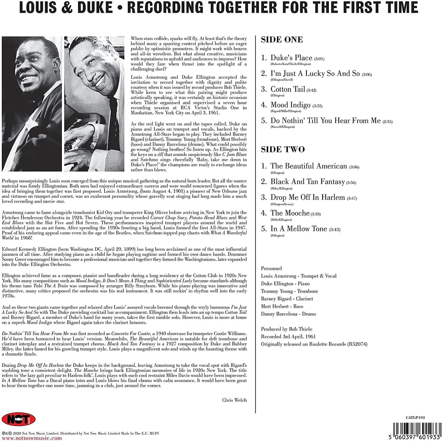 Recording Together For The First Time - Louis Armstrong & Duke Ellington [VINYL]