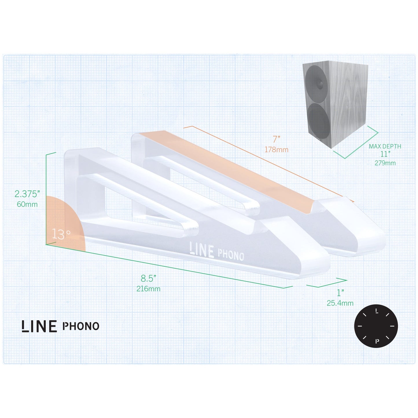 Line Phono: Acrylic Angler Speaker Stands